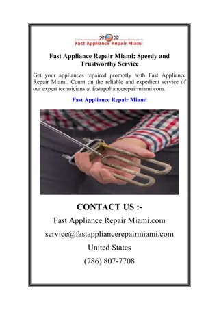 Fast Appliance Repair Miami Speedy and Trustworthy Service