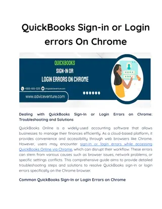 QuickBooks Sign-in or Login errors On Chrome