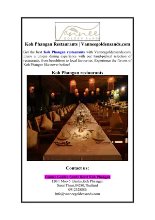 Koh Phangan Restaurants | Vanneegoldensands.com