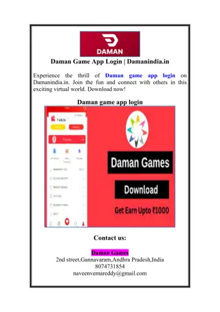 Daman Game App Login | Damanindia.in