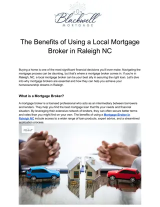 The Benefits of Using a Local Mortgage Broker in Raleigh NC
