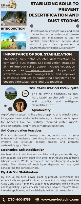 Stabilizing soils to prevent desertification and dust storms