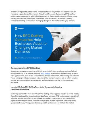 How RPO Staffing Companies Help Businesses Adapt to Changing Market Demands