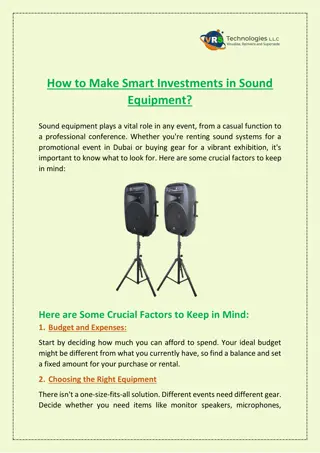 How to Make Smart Investments in Sound Equipment?