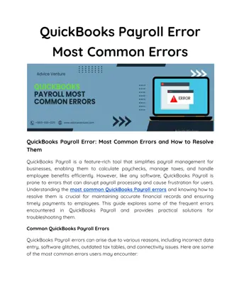 QuickBooks Payroll Error Most Common Errors
