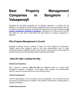 Best Property Management Companies in Bangalore | Valuepersqft