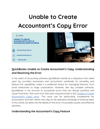 QuickBooks Unable to Create Accountant’s Copy Error