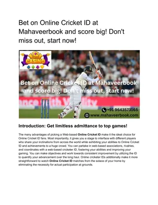 Bet on Online Cricket ID at Mahaveerbook and score big! Don't miss out, start now!