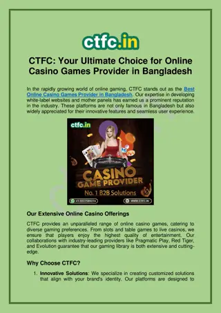 Best Online Casino Games Provider in Bangladesh - CTFC