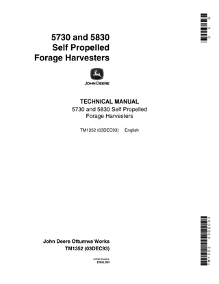 John Deere 5730 Self Propelled Forage Harvesters Service Repair Manual Instant Download