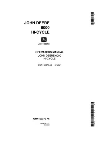 John Deere 6000 Hi-Cycle Operator’s Manual Instant Download (Publication No.OMN159375)