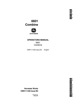 John Deere 6601 Combine Operator’s Manual Instant Download (Publication No.OMH111326)