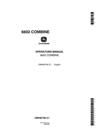 John Deere 6602 Combine Operator’s Manual Instant Download (Publication No.OMH82769)