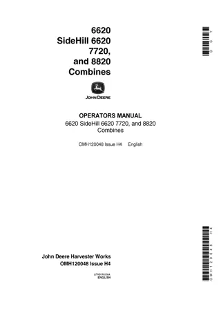 John Deere 6620 Sidehill 6620 7720 and 8820 Combines Operator’s Manual Instant Download (Publication No.OMH120048)