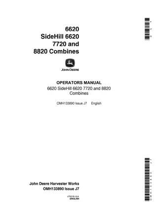 John Deere 6620 Sidehill 6620 7720 and 8820 Combines Operator’s Manual Instant Download (Publication No.OMH133890)