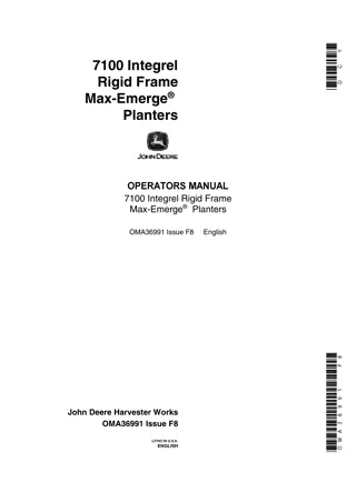 John Deere 7100 Integrel Rigid Frame Max-Emerge Planters Operator’s Manual Instant Download (Publication No.OMA36991)