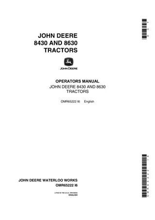 John Deere 8430 Tractors Operator’s Manual Instant Download (Publication No.OMR65222)