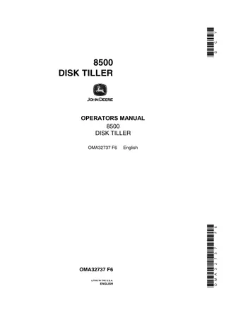 John Deere 8500 Disk Tiller Operator’s Manual Instant Download (Publication No.OMA32737)