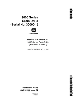John Deere 9000 Series Grain Drills (Serial No.30000-) Operator’s Manual Instant Download (Publication No.OMN159580)