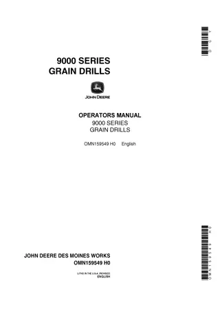 John Deere 9000 Series Grain Drills Operator’s Manual Instant Download (Publication No.OMN159549)