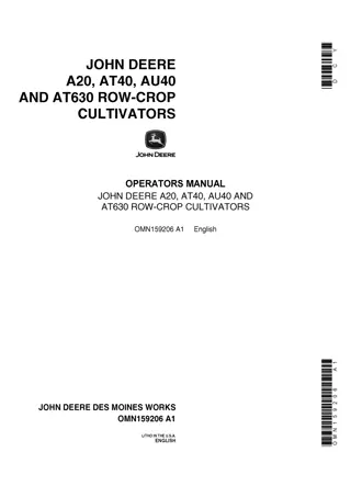 John Deere A20 AT40 AU40 and AT630 Row-Crop Cultivators Operator’s Manual Instant Download (Publication No.OMN159206)