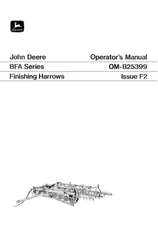 John Deere BFA Series Finishing Harrows Operator’s Manual Instant Download (Publication No.OMB25399)