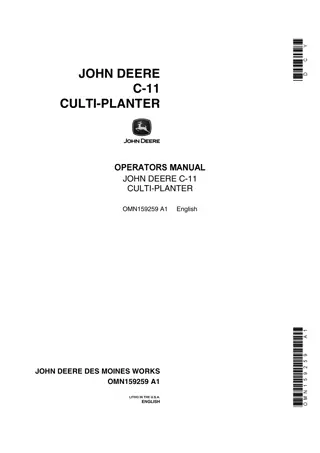 John Deere C-11 Culti-Planter Operator’s Manual Instant Download (Publication No.OMN159259)