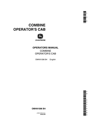 John Deere Combine Operator’s Cab Operator’s Manual Instant Download (Publication No.OMH91096)