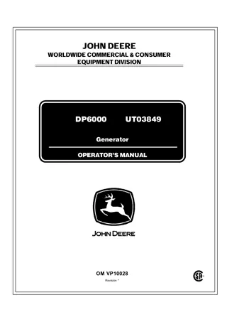 John Deere DP6000 UT03849 Generator Operator’s Manual Instant Download (Publication No.OMVP10028)