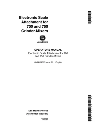 John Deere Electronic Scale Attachment for 700 and 750 Grinder-Mixers Operator’s Manual Instant Download (Publication No.OMN159366)