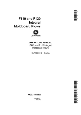 John Deere F110 and F120 Integral Moldboard Plows Operator’s Manual Instant Download (Publication No.OMA13043)