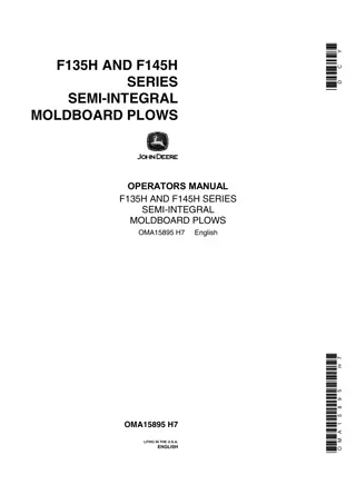 John Deere F135H and F145H Series Semi-Integral Moldboard Plows Operator’s Manual Instant Download (Publication No.OMA15895)