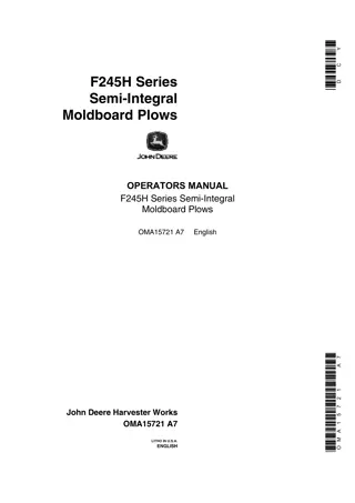 John Deere F245H Series Semi-Integral Moldboard Plows Operator’s Manual Instant Download (Publication No.OMA15721)