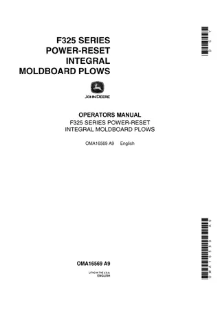 John Deere F325 Series Power-Reset Integral Moldboard Plows Operator’s Manual Instant Download (Publication No.OMA16569)