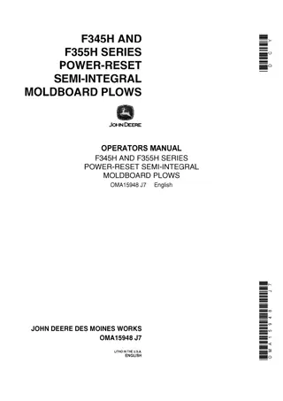 John Deere F345H and F335H Series Power-Reset Semi-Integral Moldboard Plows Operator’s Manual Instant Download (Publication No.OMA15948)