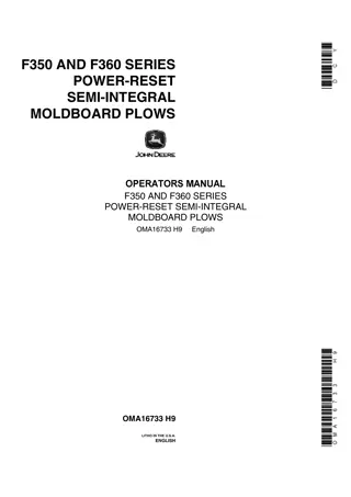 John Deere F350 and F360 Series Power-Reset Semi-Integral Moldboard Plows Operator’s Manual Instant Download (Publication No.OMA16733)