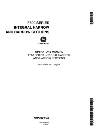 John Deere F500 Series Integral Harrow and Harrow Sections Operator’s Manual Instant Download (Publication No.OMA22849)