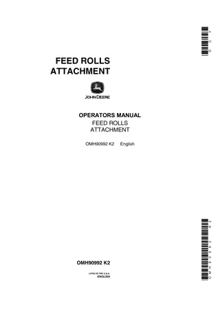 John Deere Feed Rolls Attachment Operator’s Manual Instant Download (Publication No.OMH90992)