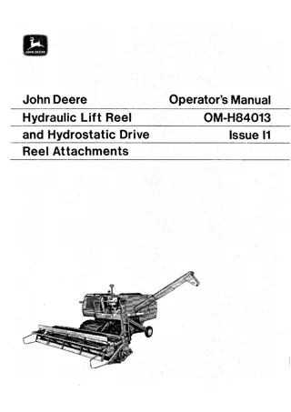 John Deere Hydraulic Lift Reel and Hydrostatic Drive Reel Attachments Operator’s Manual Instant Download (Publication No.OMH84013)