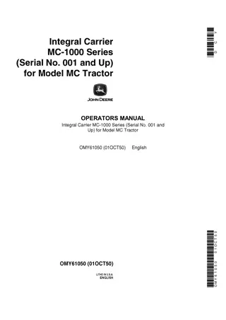 John Deere Integral Carrier MC-1000 Series for Model MC Tractor Operator’s Manual Instant Download (Pin.001 and up) (Publication No.OMY61050)