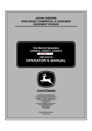 John Deere LP25010 Tow Behind Spreaders Operator’s Manual Instant Download (Publication No.OMM158455)