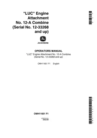 John Deere LUC Engine Attachment NO.12-A Combine Operator’s Manual Instant Download (PIN12-33268 and up) (Publication No.OMH11651)