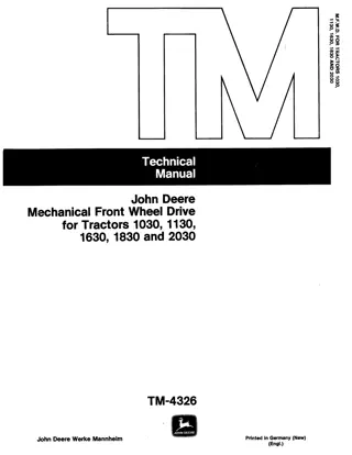 John Deere Mechanical Front Wheel Drive Service Repair Manual Instant Download (tm4326)