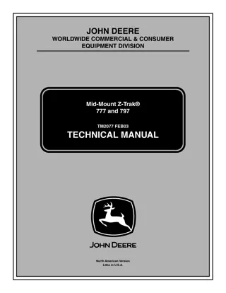 John Deere Mid-Mount Z-Trak 777 Mower Service Repair Manual Instant Download (TM2077)