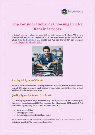 Top Considerations for Choosing Printer Repair Services