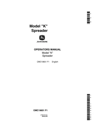 John Deere Model K Spreader Operator’s Manual Instant Download (Publication No.OMC19651)