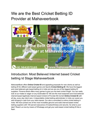 We are the Best Cricket Betting ID Provider at Mahaveerbook