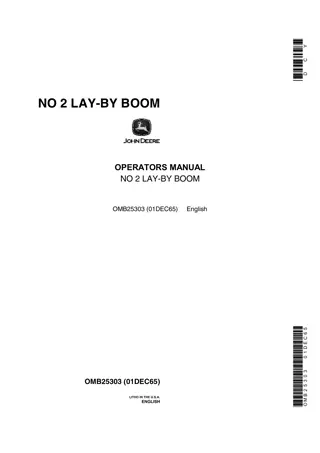 John Deere No.2 Lay-By Boom Operator’s Manual Instant Download (Publication No.OMB25303)