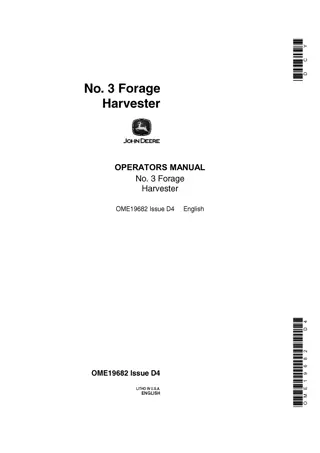 John Deere NO.3 Forage Harvester Operator’s Manual Instant Download (Publication No.OME19682)