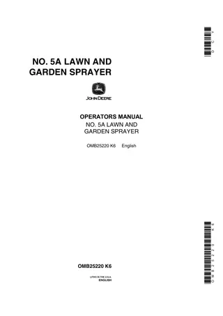 John Deere No.5A Lawn and Garden Sprayer Operator’s Manual Instant Download (Publication No.OMB25220)